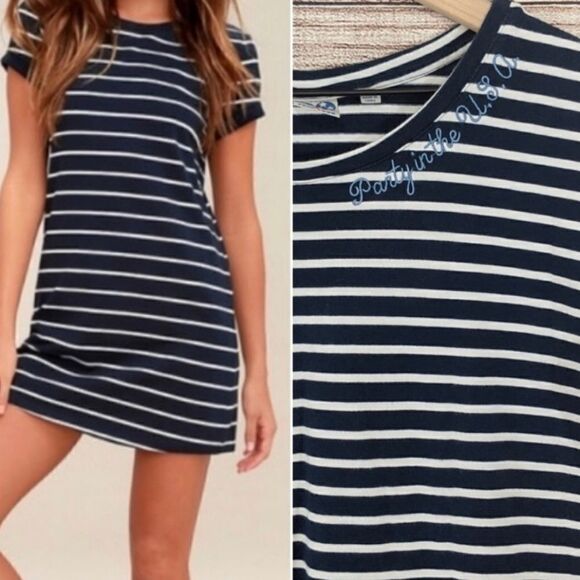 Junk Food "Party In The USA" Striped Shift Dress - Picture 1 of 10